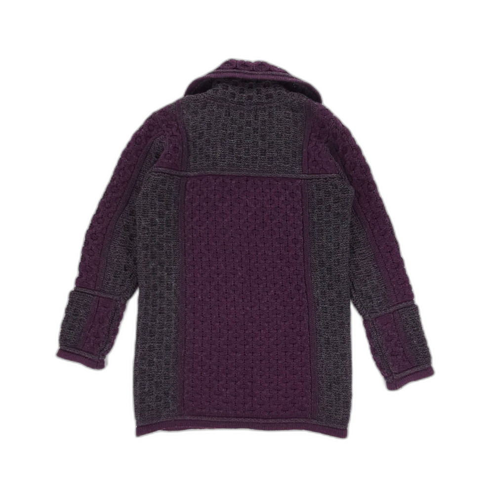 ARAN CRAFTS Two Tone Merino Wool Cardigan Sweater Boho Lagenlook Heritage Lagom - Picture 6 of 11